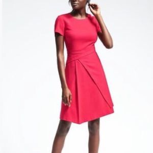 BANANA REPUBLIC LINEN BLEND FAUX WRAP SKIRT DRESS HOT PINK SIZE 16